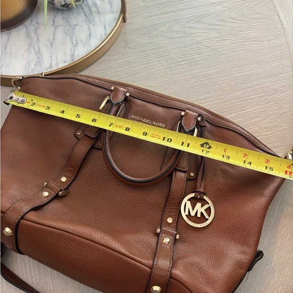 Michael Kors Tan Leather Satchel with Gold Accents - Picture 8 of 16